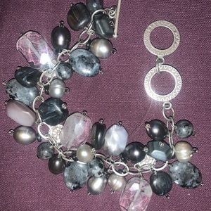 Silpada Black Gray Stone Hermatite Bracelet